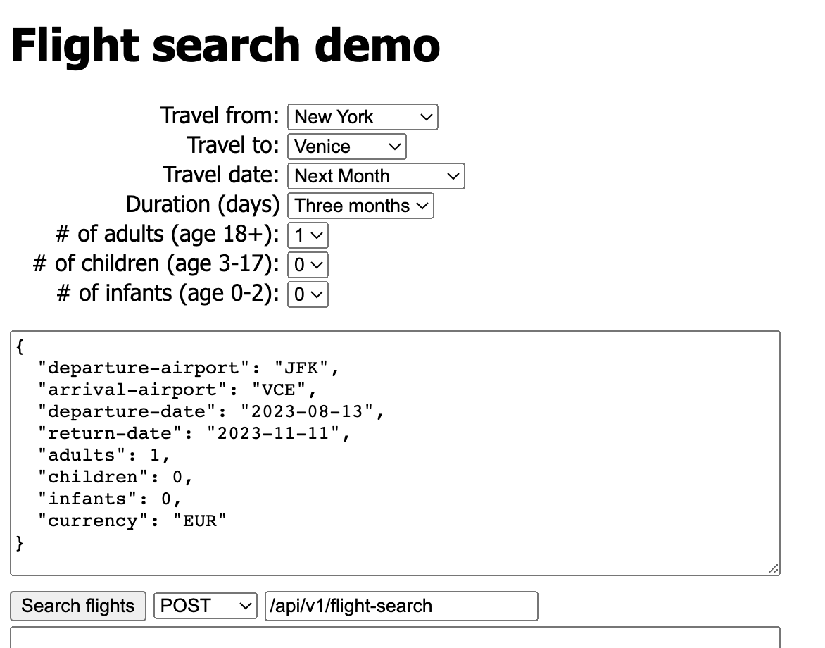 The same page, with a few          dropdown menus that provide an easy way to update the payload